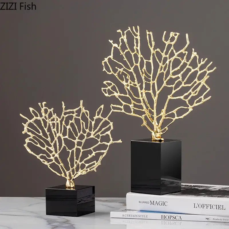 DecorBites™ Alloy Coral Crafts on Crystal Base for Stylish Desktop Decor