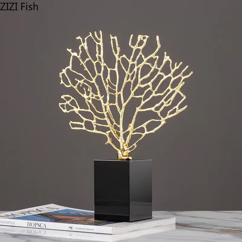 DecorBites™ Alloy Coral Crafts on Crystal Base for Stylish Desktop Decor