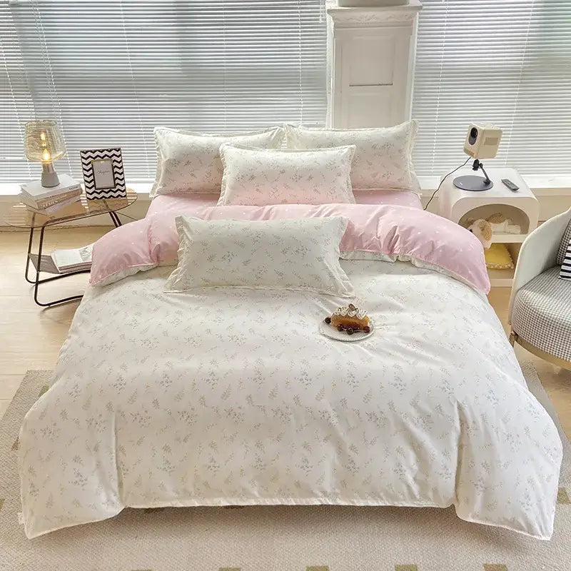 DecorBites™ Aloe Cotton Printed Bed Sets 4Pcs Soft Cozy Bedding Set for Adults