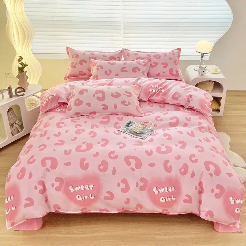 DecorBites™ Aloe Cotton Printed Bed Sets 4Pcs Soft Cozy Bedding Set for Adults