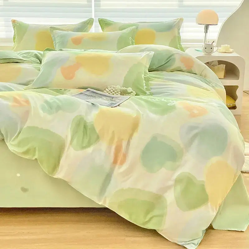 DecorBites™ Aloe Cotton Printed Bed Sets 4Pcs Soft Cozy Bedding Set for Adults