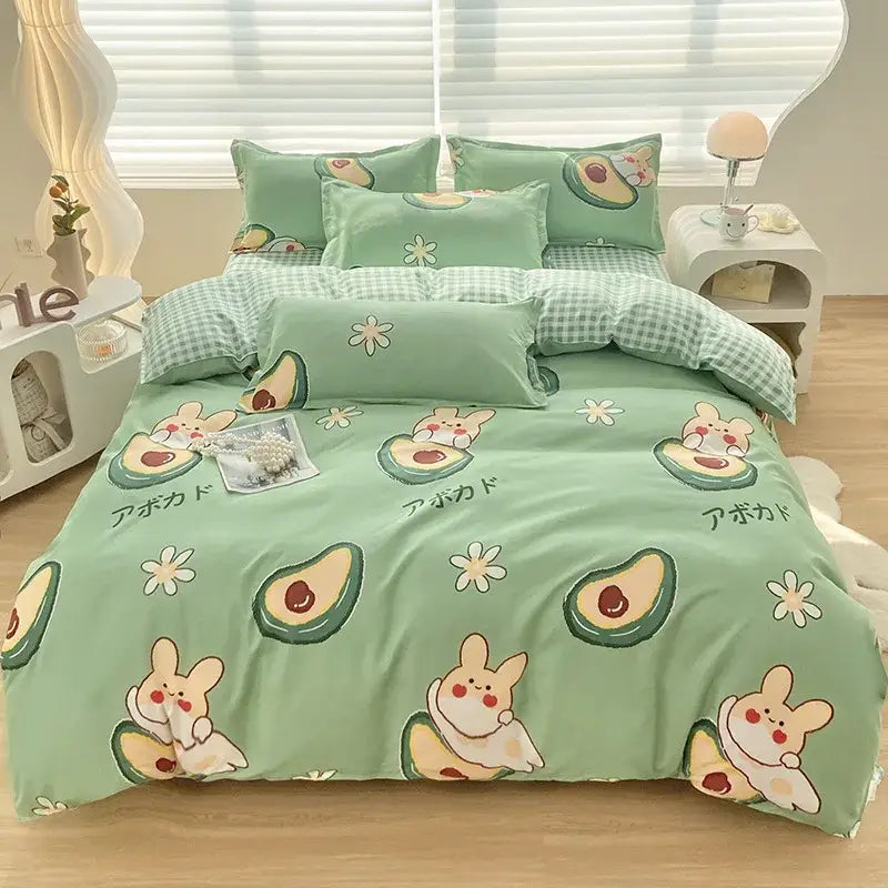 DecorBites™ Aloe Cotton Printed Bed Sets 4Pcs Soft Cozy Bedding Set for Adults