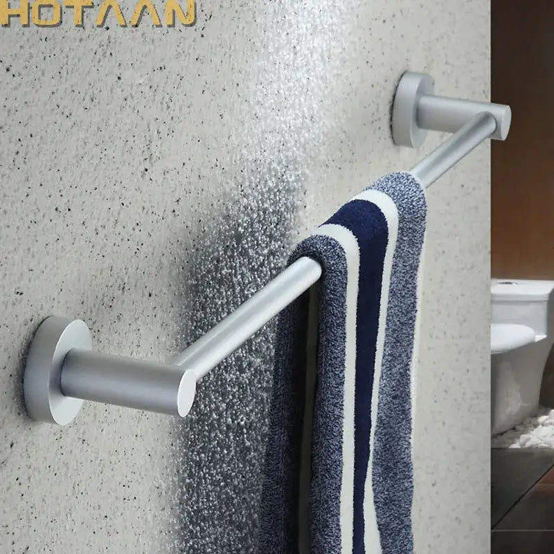 DecorBites™ Aluminium Bathroom Accessory Towel Bar Rail Holder, Anti-Rust Round Towel Rack
