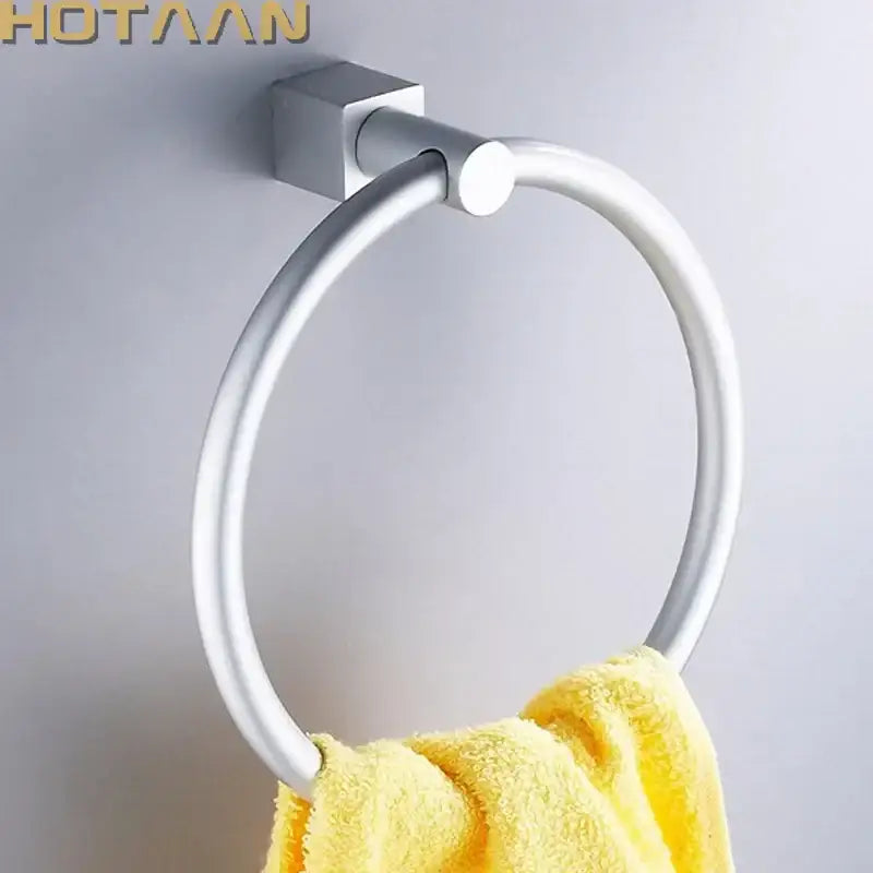 DecorBites™ Aluminium Round Towel Holder Rings Wall Mounted Bathroom Accessories