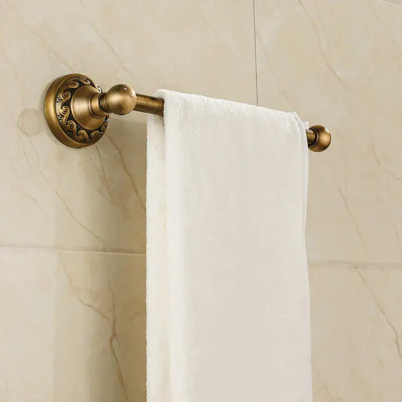 DecorBites™ Aluminium Wall Mounted Round Towel Holder in Antique Brass - Classic Bathroom Accessories