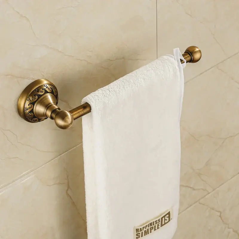 DecorBites™ Aluminium Wall Mounted Round Towel Holder in Antique Brass - Classic Bathroom Accessories
