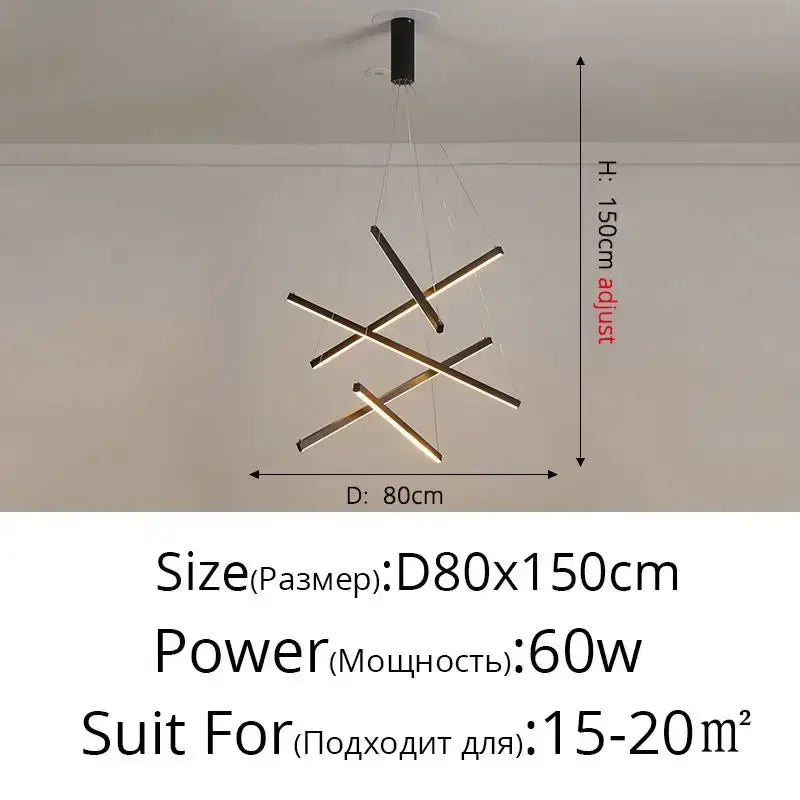DecorBites™ Aluminum Bar LED Chandelier for Stair Hall Dining Living Room - Indoor Lighting Fixture