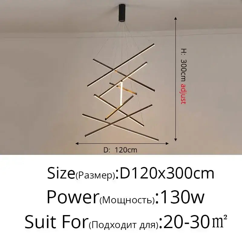 DecorBites™ Aluminum Bar LED Chandelier for Stair Hall Dining Living Room - Indoor Lighting Fixture