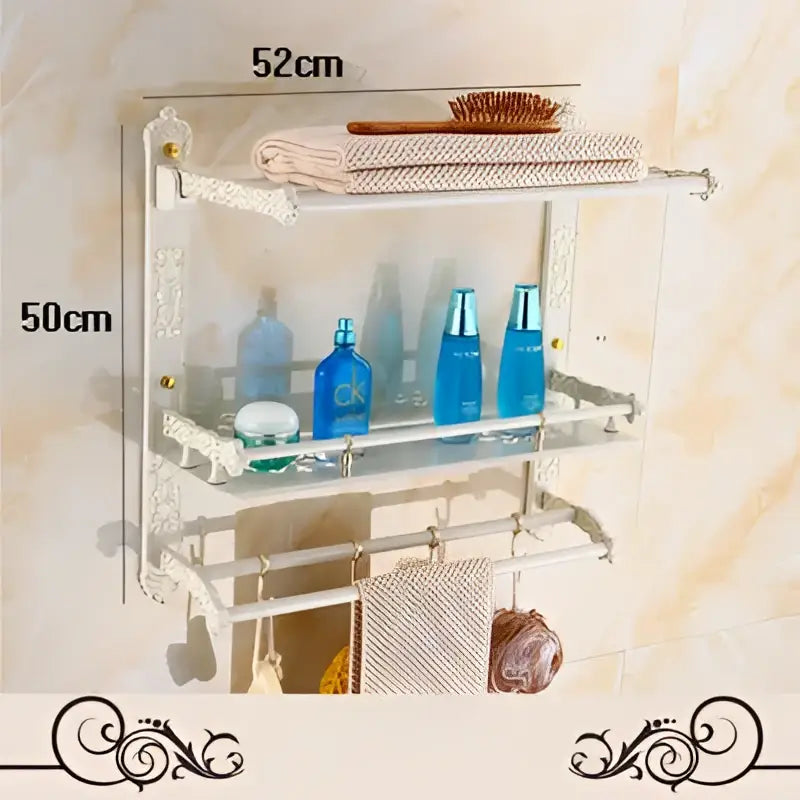 DecorBites™ Aluminum Bath Hardware Set: Shelf, Towel Rack, Paper Holder, Brush Holder, Hooks