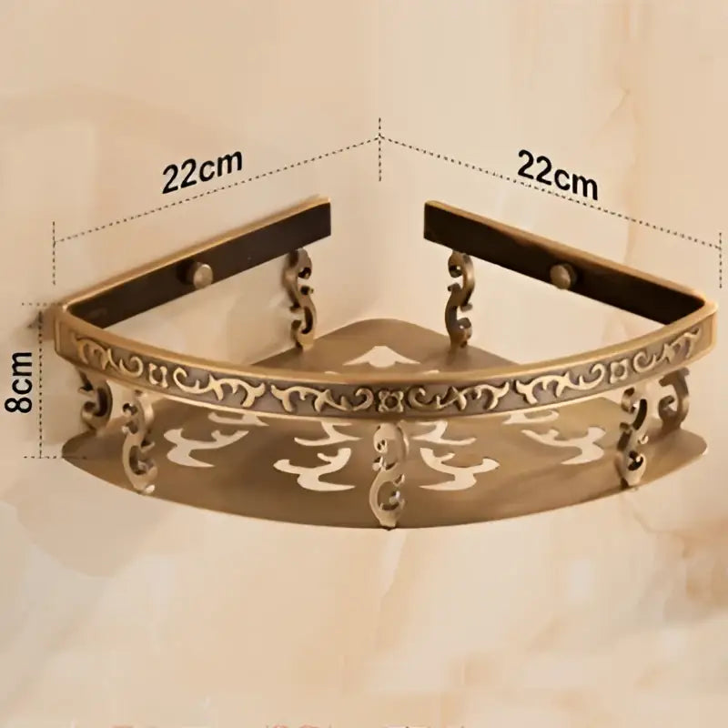 DecorBites™ Aluminum Bathroom Corner Shelf - 40cm Length, Antique Finish, Shower Room Basket