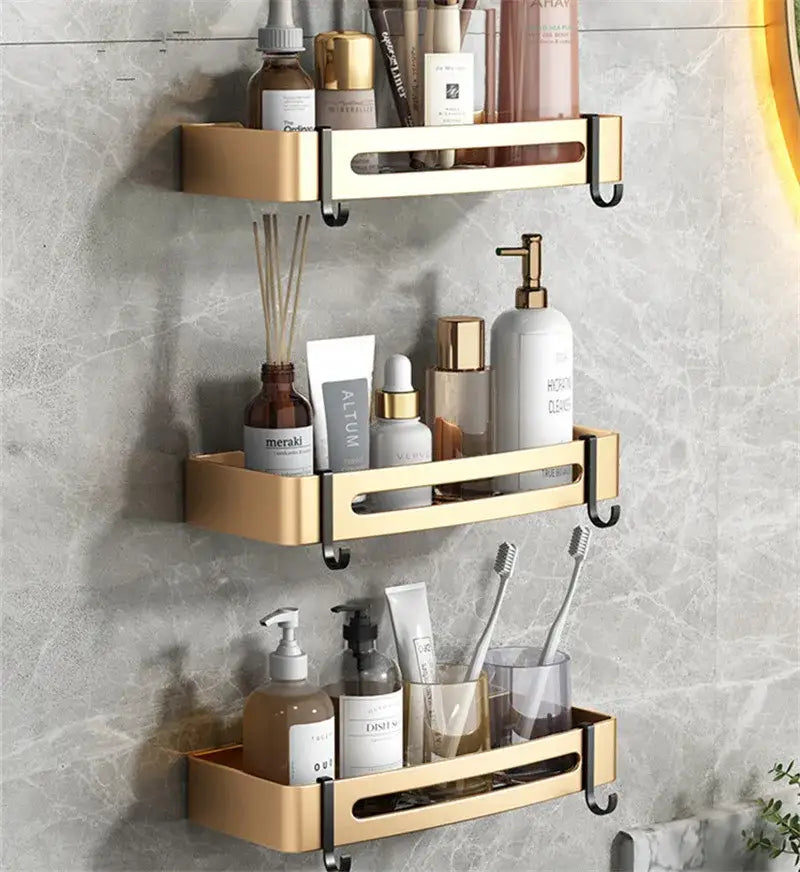 DecorBites™ Aluminum Bathroom Corner Shelf - Wall Mounted Shower Storage Holder