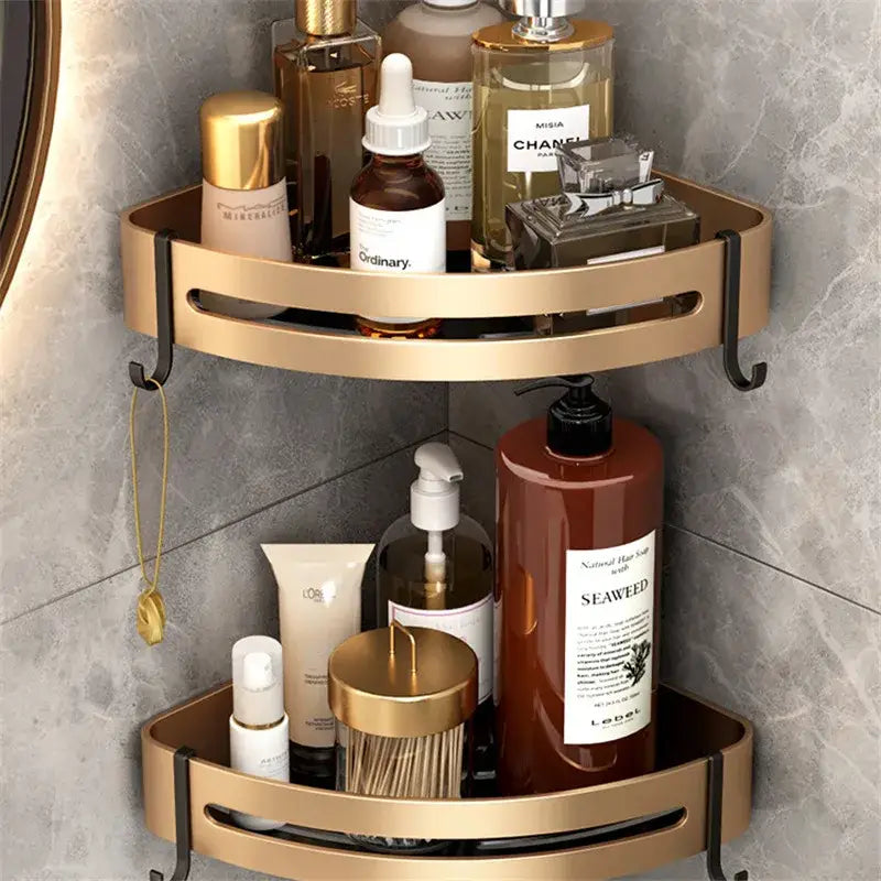DecorBites™ Aluminum Bathroom Corner Shelf - Wall Mounted Shower Storage Holder
