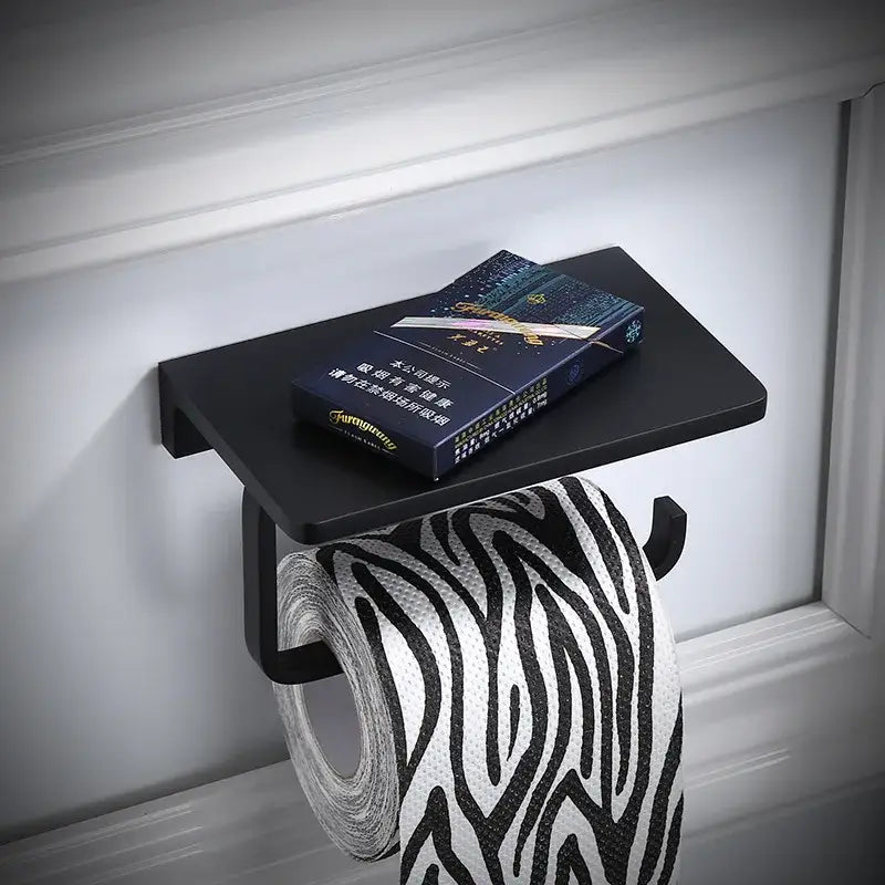 DecorBites™ Aluminum Bathroom Paper Holder with Phone Holder and Wall Mount