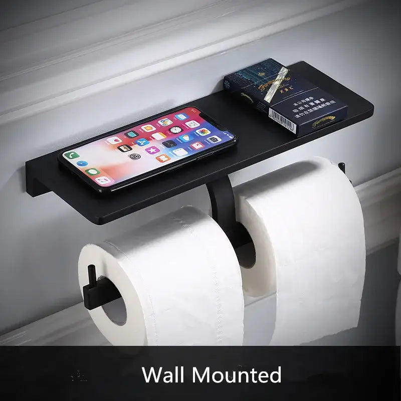DecorBites™ Aluminum Bathroom Paper Holder with Phone Holder and Wall Mount