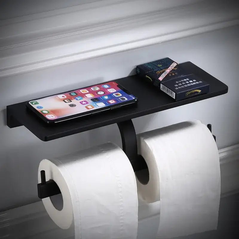 DecorBites™ Aluminum Bathroom Paper Holder with Phone Holder and Wall Mount
