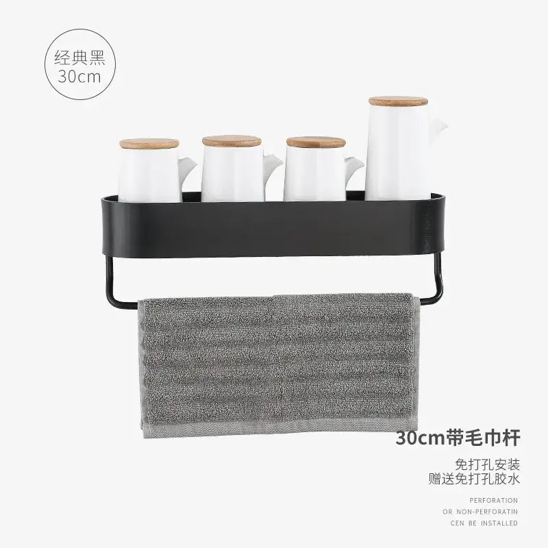 DecorBites™ Aluminum Bathroom Shelf with Towel Bar for Bath/Shower Organization