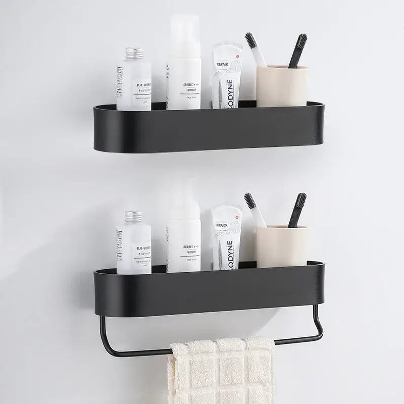 DecorBites™ Aluminum Bathroom Shelf with Towel Bar for Bath/Shower Organization