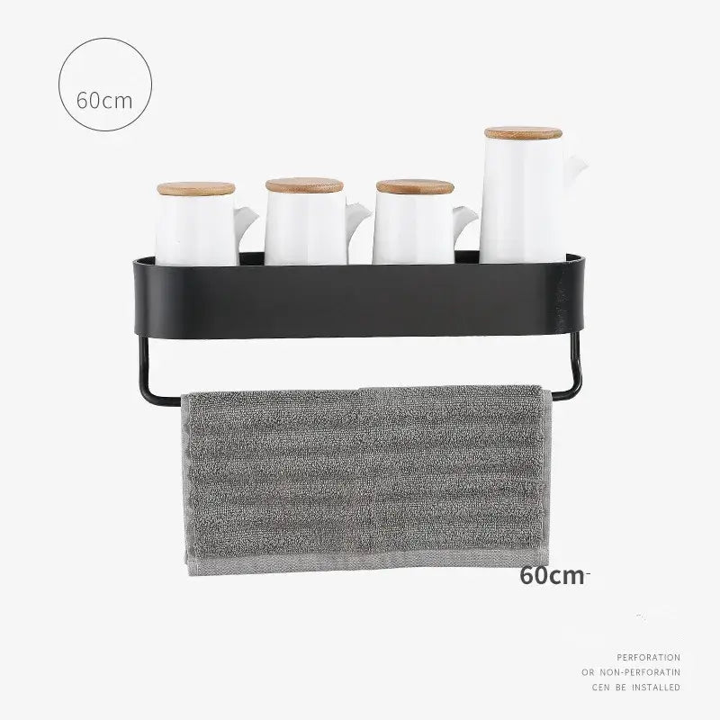 DecorBites™ Aluminum Bathroom Shelf with Towel Bar for Bath/Shower Organization