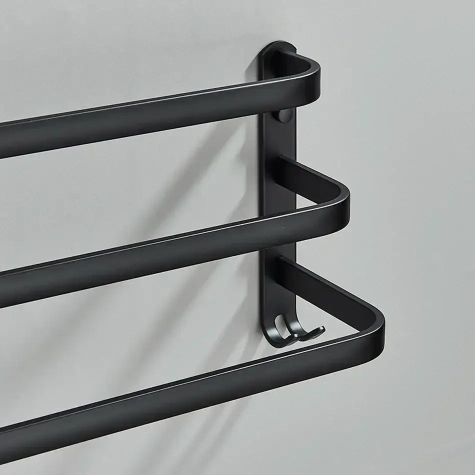 DecorBites™ Aluminum Bathroom Towel Rack with Hook, Wall Mounted Multiple Layer Cloth Hanger