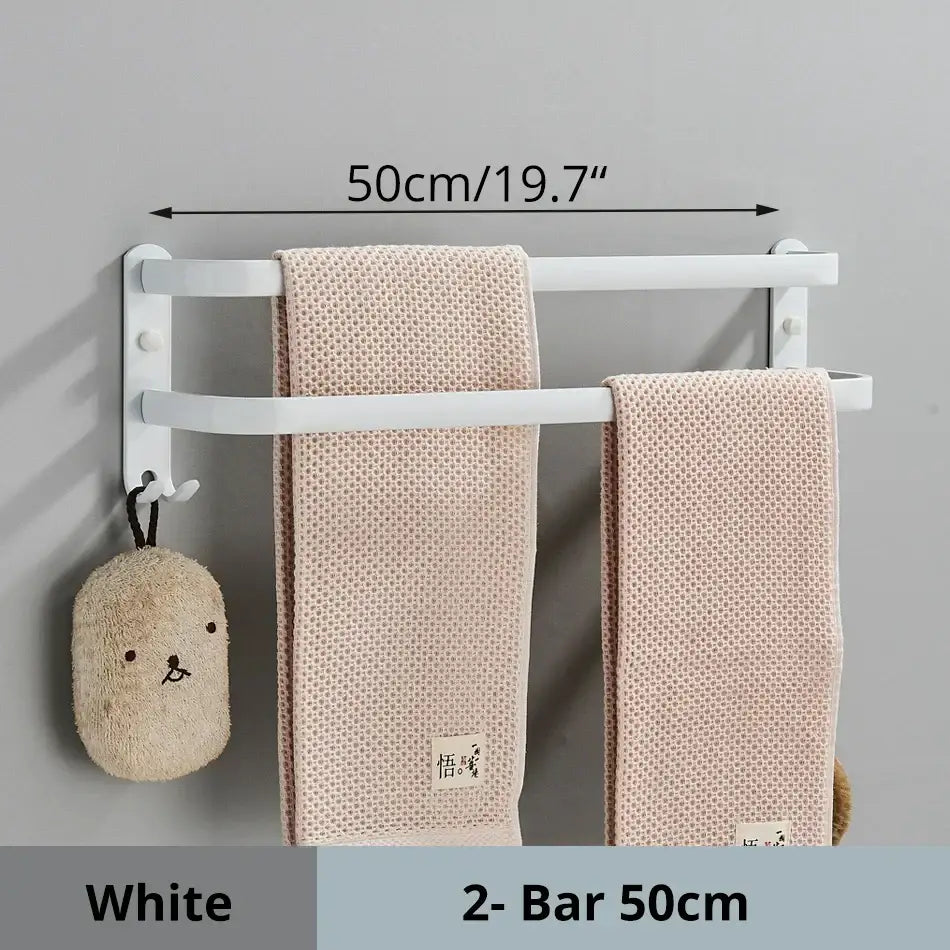 DecorBites™ Aluminum Bathroom Towel Rack with Hook, Wall Mounted Multiple Layer Cloth Hanger