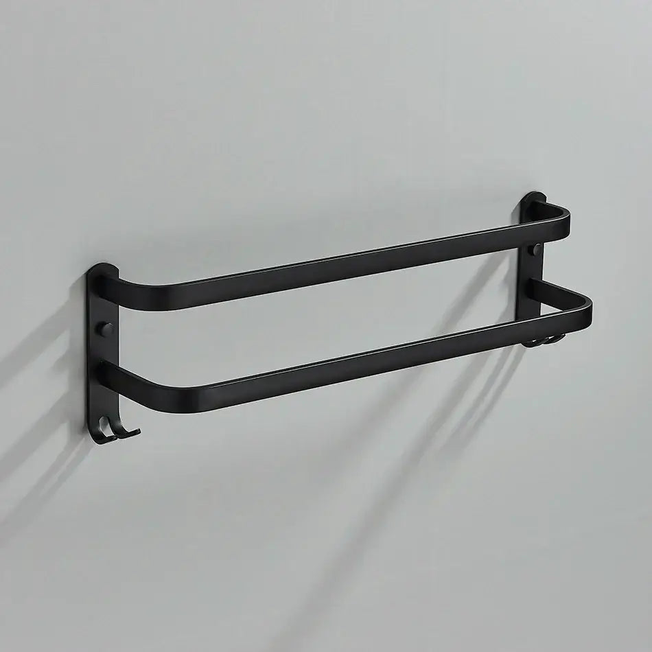 DecorBites™ Aluminum Bathroom Towel Rack with Hook, Wall Mounted Multiple Layer Cloth Hanger