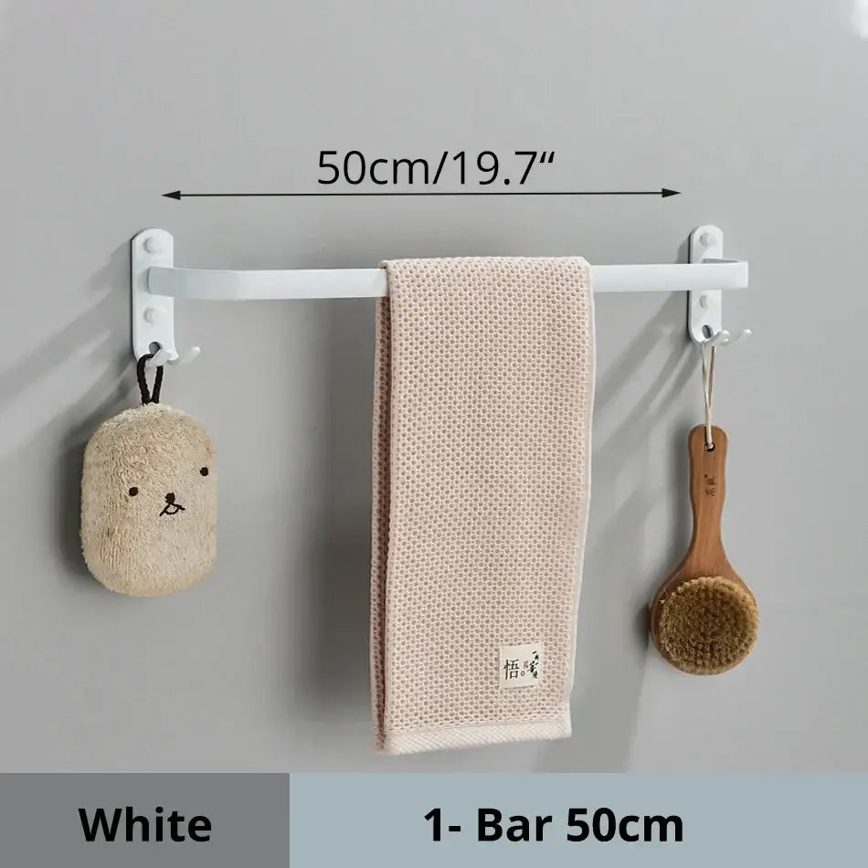DecorBites™ Aluminum Bathroom Towel Rack with Hook, Wall Mounted Multiple Layer Cloth Hanger