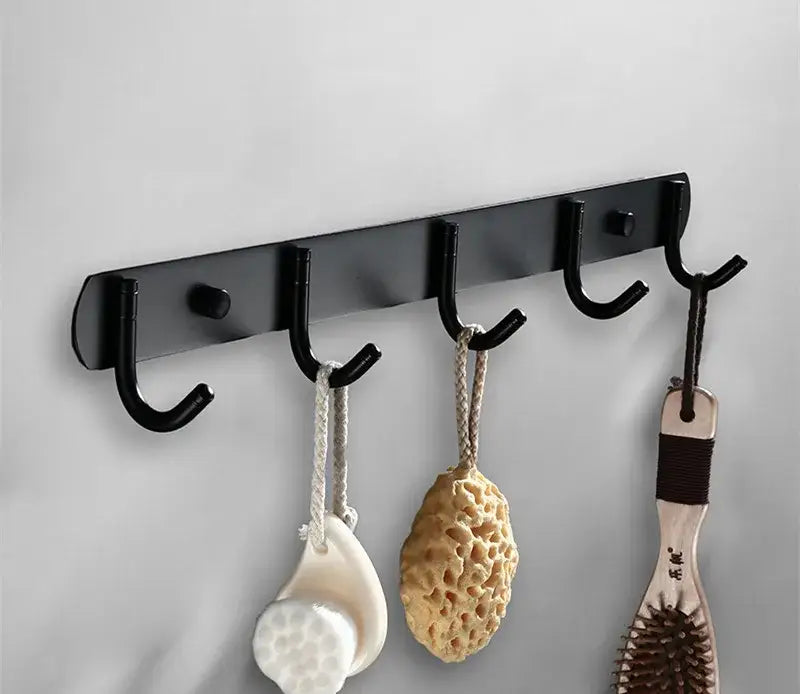 DecorBites™ Aluminum Black Bathroom Hardware Set: Towel Holder, Paper Holder, Corner Shelf, Towel Rack, Toilet Brush Holder