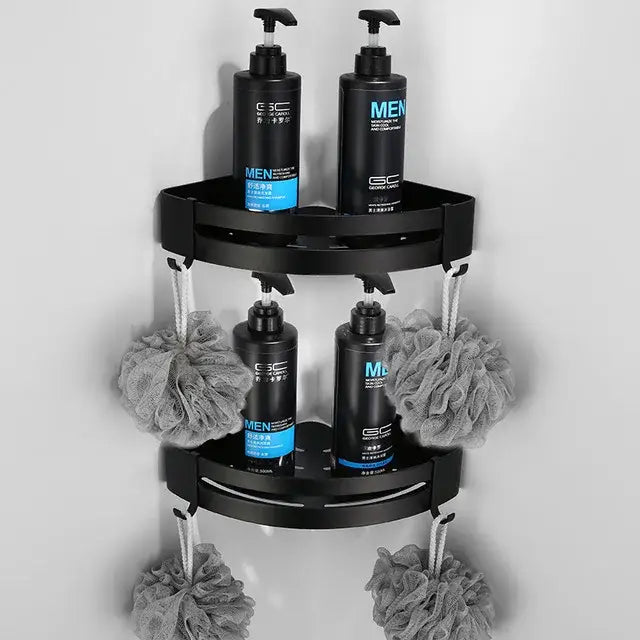 DecorBites™ Aluminum Black Bathroom Hardware Set: Towel Holder, Paper Holder, Corner Shelf, Towel Rack, Toilet Brush Holder
