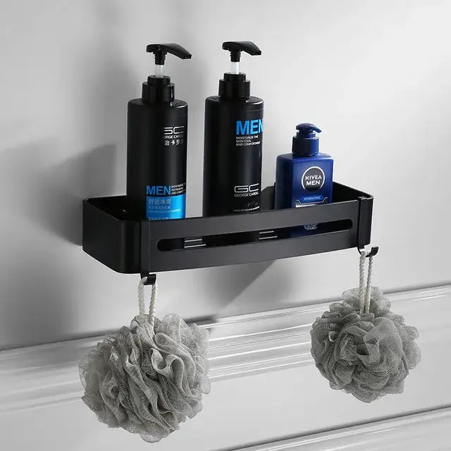 DecorBites™ Aluminum Black Bathroom Hardware Set: Towel Holder, Paper Holder, Corner Shelf, Towel Rack, Toilet Brush Holder