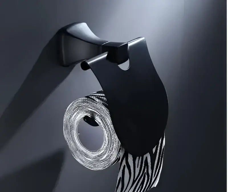 DecorBites™ Aluminum Black Bathroom Hardware Set: Towel Holder, Paper Holder, Corner Shelf, Towel Rack, Toilet Brush Holder