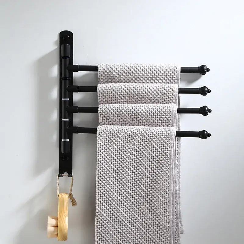 DecorBites™ Aluminum Black Bathroom Hardware Set: Towel Holder, Paper Holder, Corner Shelf, Towel Rack, Toilet Brush Holder