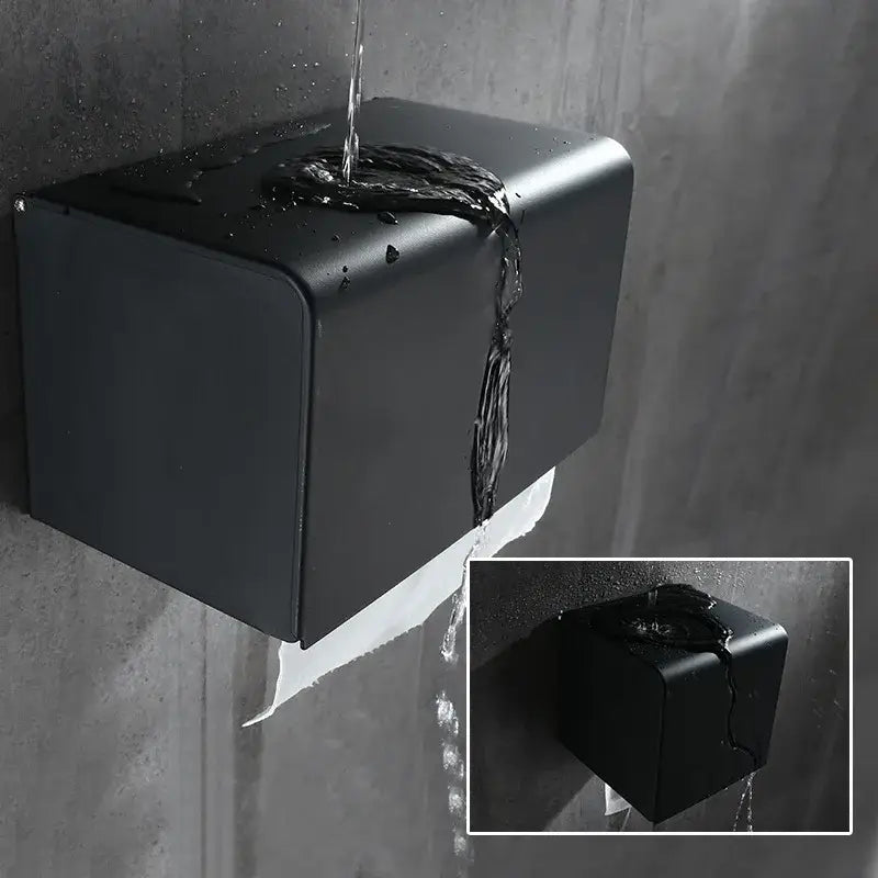 DecorBites™ Aluminum Black Bathroom Tissue Holder Wall-Mounted Toilet Paper Rack Stand