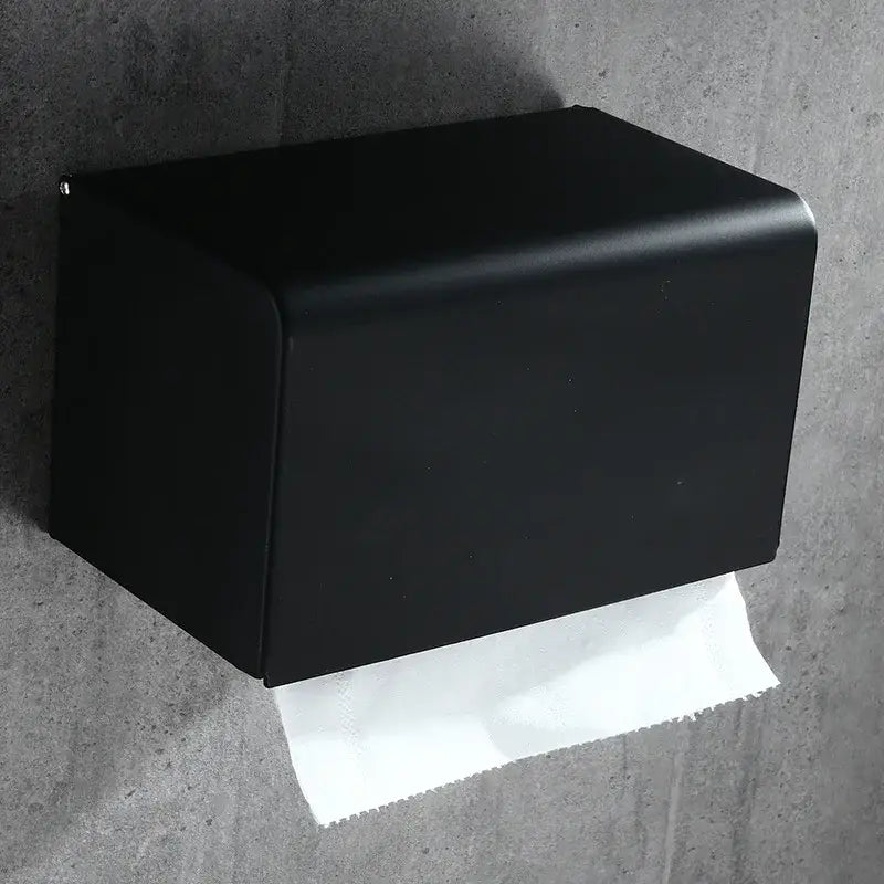 DecorBites™ Aluminum Black Bathroom Tissue Holder Wall-Mounted Toilet Paper Rack Stand