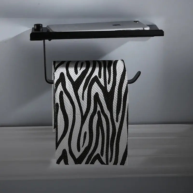 DecorBites™ Aluminum Black Bathroom Tissue Holder Wall-Mounted Toilet Paper Rack Stand