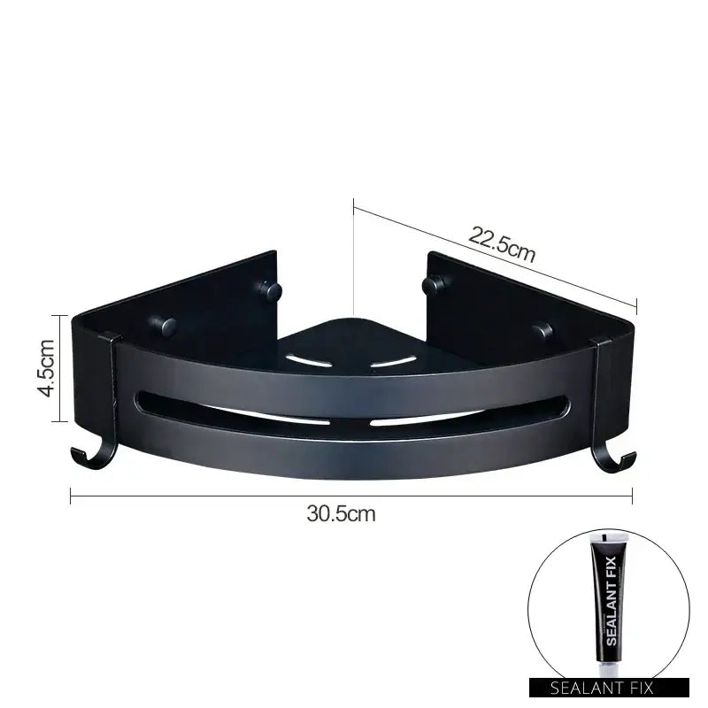 DecorBites™ Aluminum Black Corner Basket Cosmetic Rack for Bathroom and Kitchen Storage