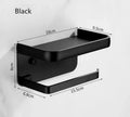 DecorBites™ Aluminum Black Tissue Holder with Phone Shelf - Toilet Paper Rack