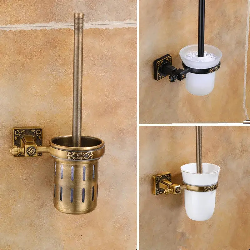 DecorBites™ Aluminum Carved Toilet Brush Holder Set