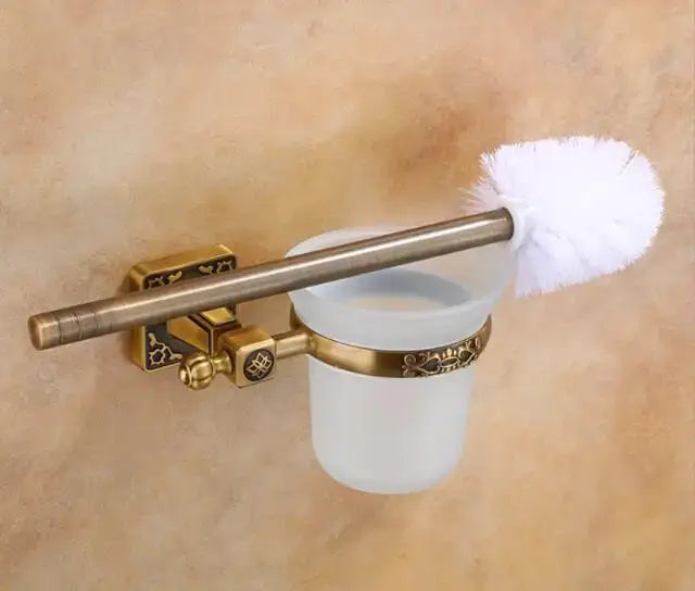 DecorBites™ Aluminum Carved Toilet Brush Holder Set