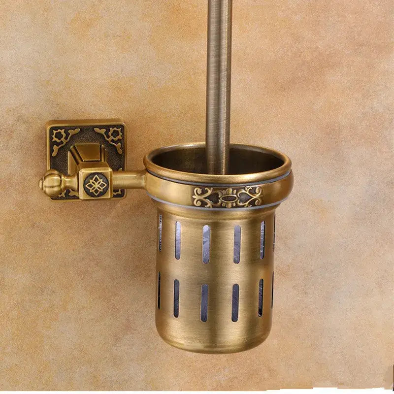 DecorBites™ Aluminum Carved Toilet Brush Holder Set