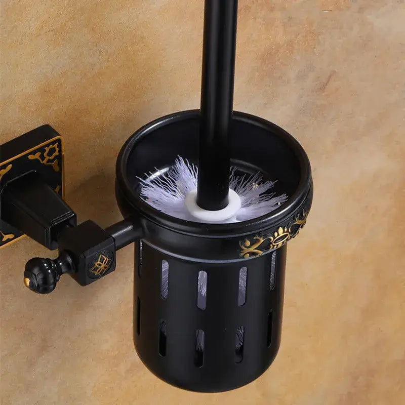 DecorBites™ Aluminum Carved Toilet Brush Holder Set