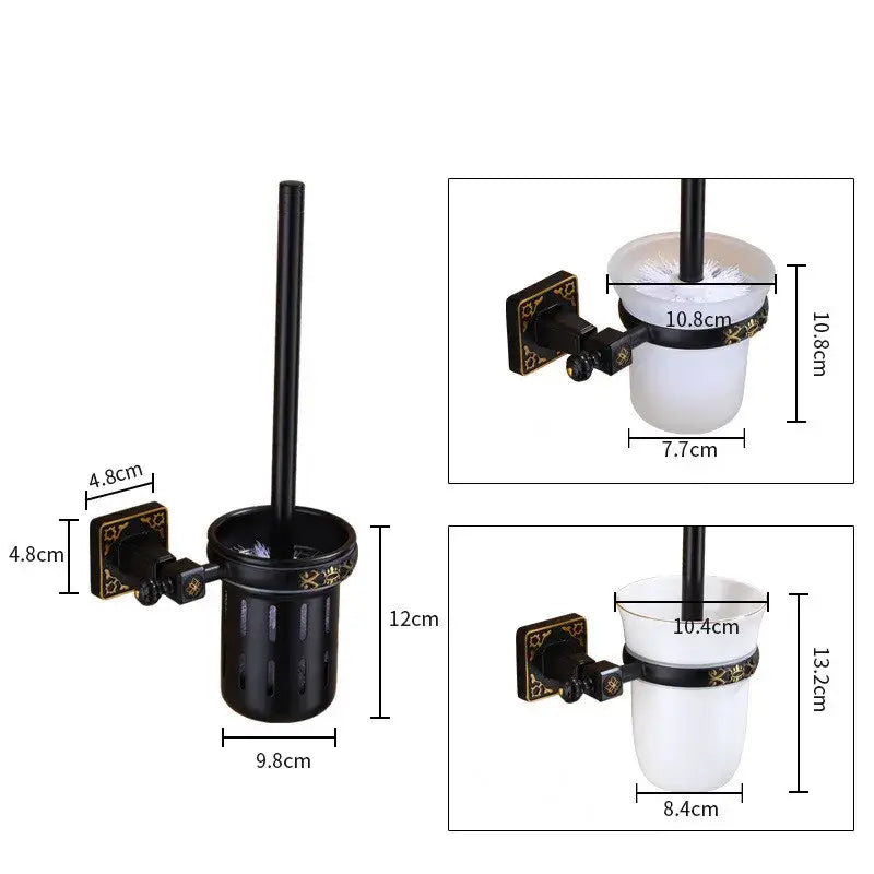 DecorBites™ Aluminum Carved Toilet Brush Holder Set