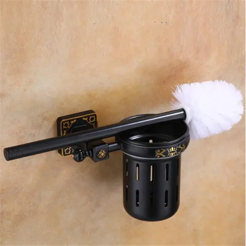 DecorBites™ Aluminum Carved Toilet Brush Holder Set