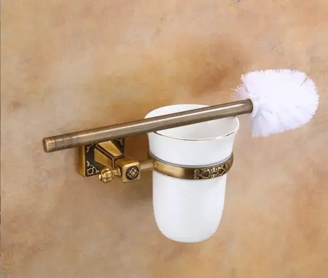 DecorBites™ Aluminum Carved Toilet Brush Holder Set