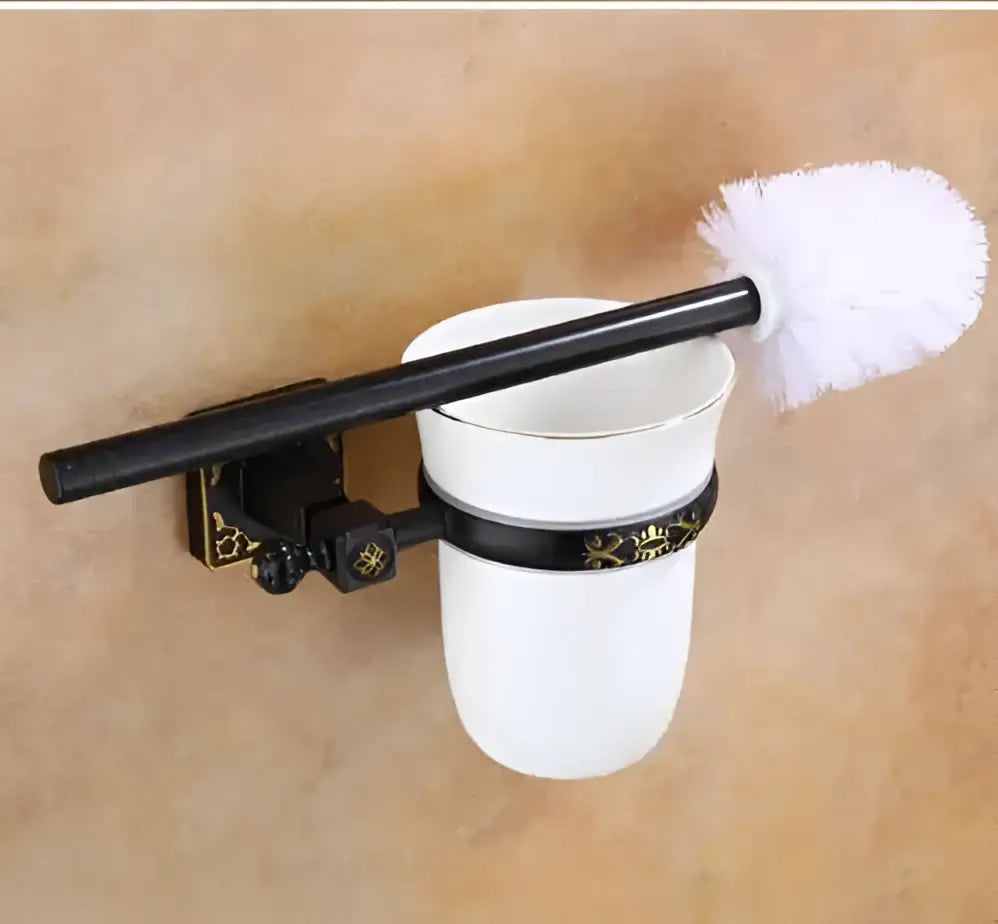 DecorBites™ Aluminum Carved Toilet Brush Holder Set