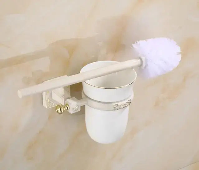 DecorBites™ Aluminum Carved Toilet Brush Holder Set