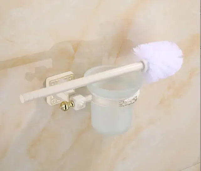 DecorBites™ Aluminum Carved Toilet Brush Holder Set