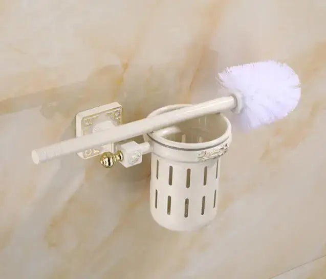 DecorBites™ Aluminum Carved Toilet Brush Holder Set