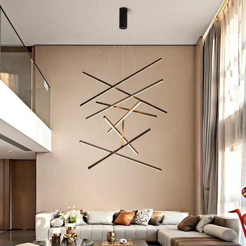 DecorBites™ Aluminum Ceiling Chandelier: LED Changeable Shape Stair High-Rise Indoor Lighting