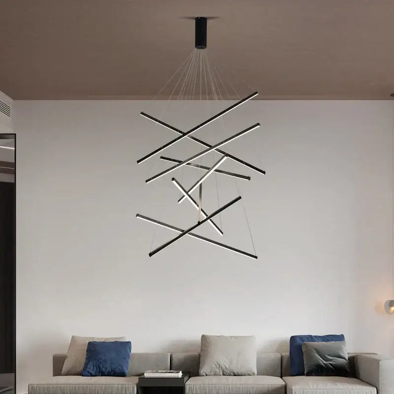 DecorBites™ Aluminum Ceiling Chandelier: LED Changeable Shape Stair High-Rise Indoor Lighting