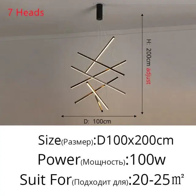 DecorBites™ Aluminum Ceiling Chandelier: LED Changeable Shape Stair High-Rise Indoor Lighting